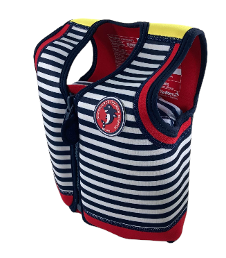 Konfidence Original Swim Jacket, Small( 1.5-3 years), Navy Stripe Hamptons