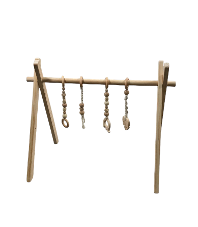 Poppyseed Play Wooden Baby Gym, Natural Wood w/ Macrame Toys