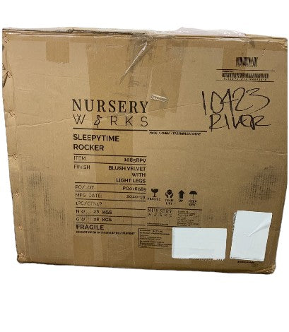Nursery Works Sleepytime Rocker, Blush Velvet With Light Legs
