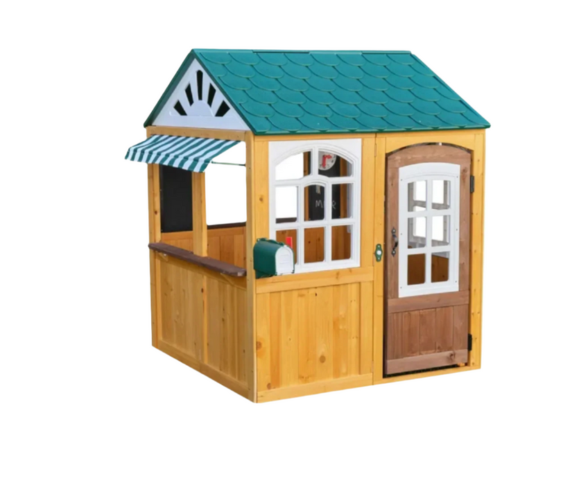 KidKraft Garden View Outdoor Wooden Playhouse with Ringing Doorbell, Brown