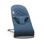 Shop BabyBjorn Bouncer Bliss, Dark Gray Frame, Midnight Blue Cotton Classic Quilt at Goodbuygears