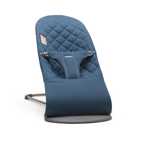 Shop BabyBjorn Bouncer Bliss, Dark Gray Frame, Midnight Blue Cotton Classic Quilt at Goodbuygears