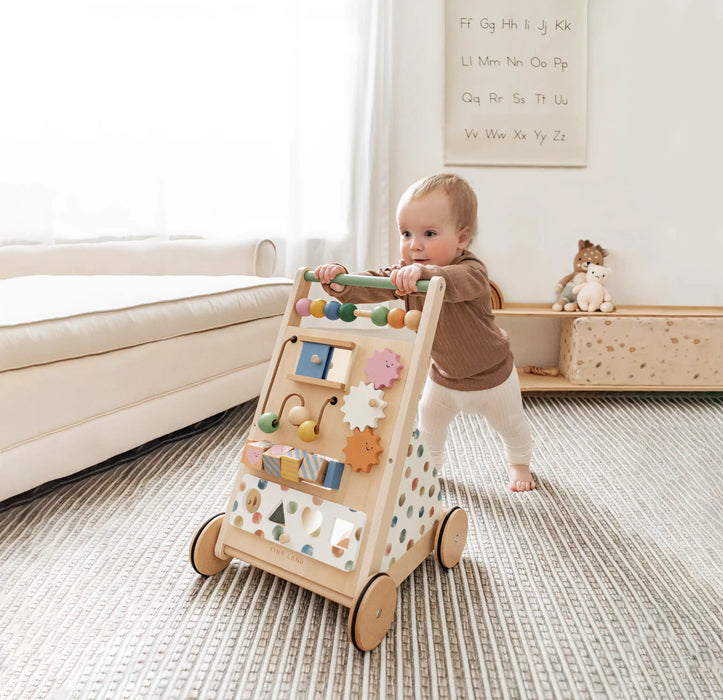 Shop Tiny Land, Natural Wooden Baby Walker at Goodbuygears