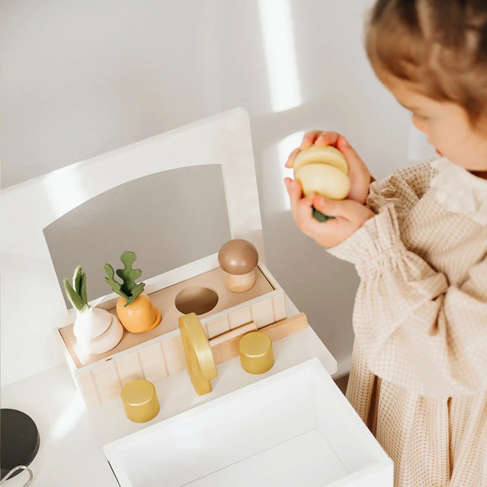 Shop Tiny Land Wooden Play Kitchen Honey Kitchenette with Pretend Cooking Set at Goodbuygears