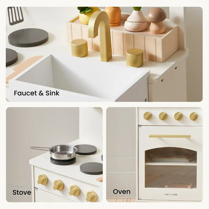 Shop Tiny Land Wooden Play Kitchen Honey Kitchenette with Pretend Cooking Set at Goodbuygears