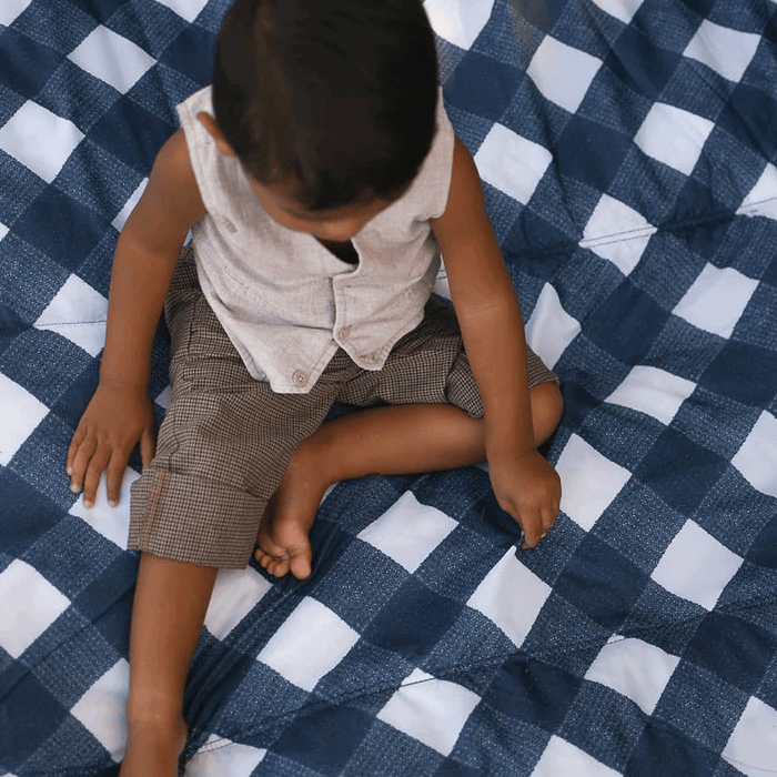 Shop Little Unicorn Outdoor Blanket, Navy Plaid at Goodbuygears