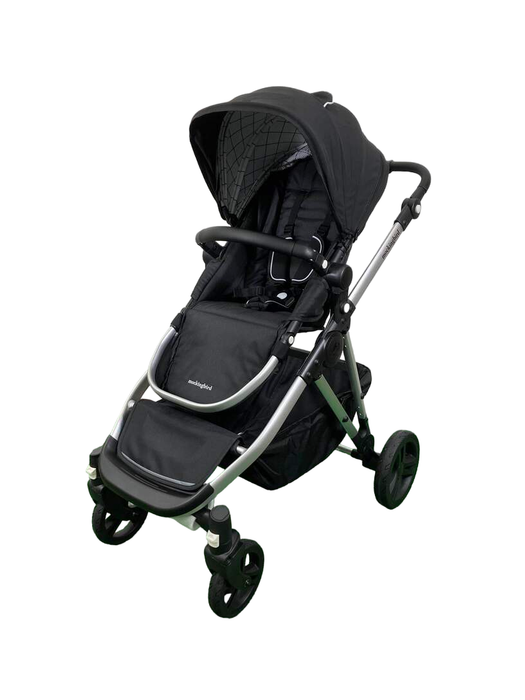Shop Mockingbird Single to Double 2.0 Stroller, 2024, Silver with Black Leather, Windowpane, Black at Goodbuygears