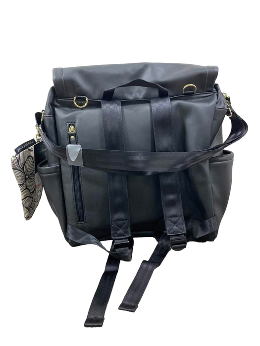 secondhand Petunia Pickle Bottom Boxy Backpack Diaper Bag, Black Matte Leatherette