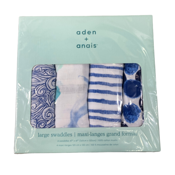 Shop Aden + Anais Cotton Muslin Swaddle, 4 Pack, Seafaring, Cotton Muslin, 47" x 47" at Goodbuygears