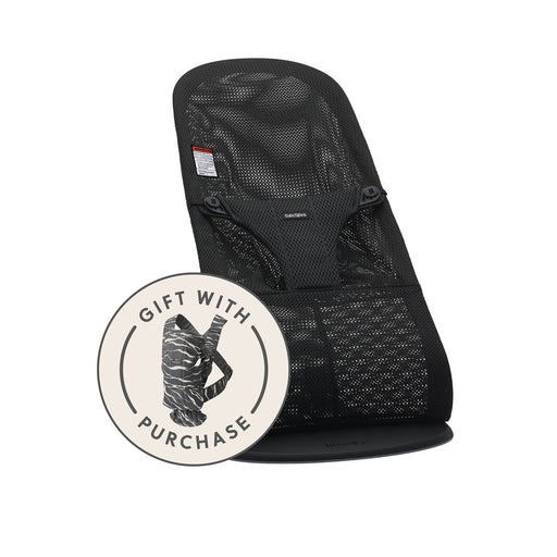 Shop BabyBjorn Bouncer Bliss Mesh in Black + Baby Carrier Mini in Anthracite/Landscape at Goodbuygears