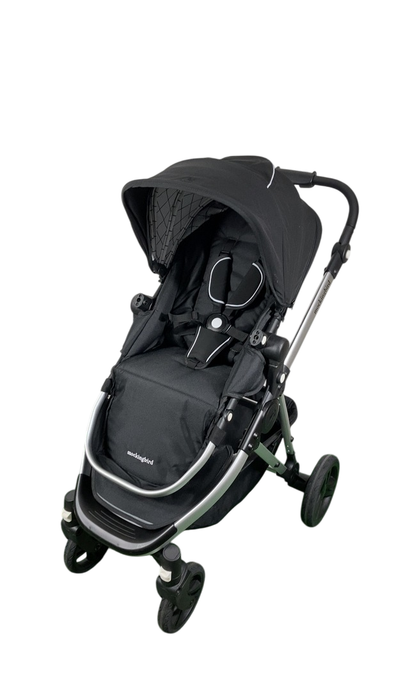 Shop Mockingbird Single 2.0 Stroller, 2024, Black, Silver With Black Leather, Windowpane at Goodbuygears