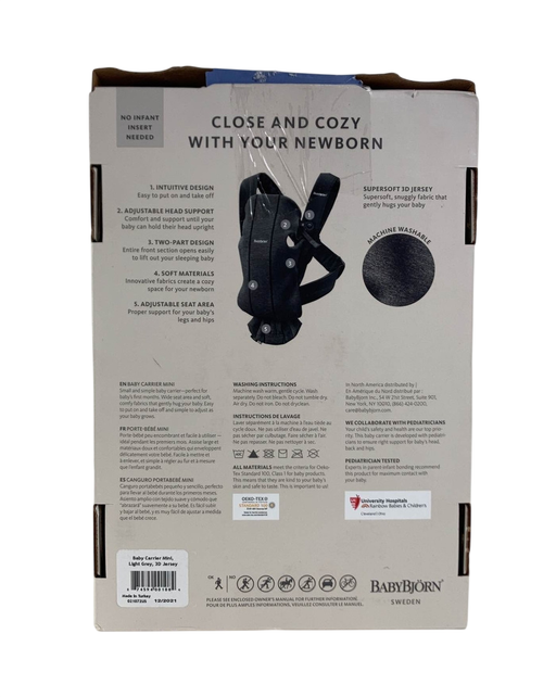 Shop BabyBjorn Baby Carrier Mini, Light Gray 3D Jersey at Goodbuygears