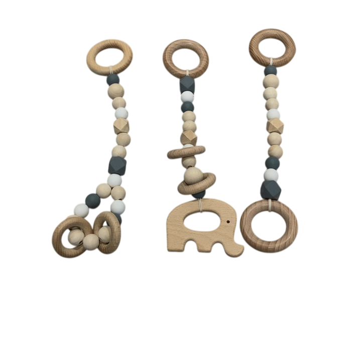 Shop Poppyseed Play Wooden Baby Gym, Natural Wood w/ Gray Toys at Goodbuygears