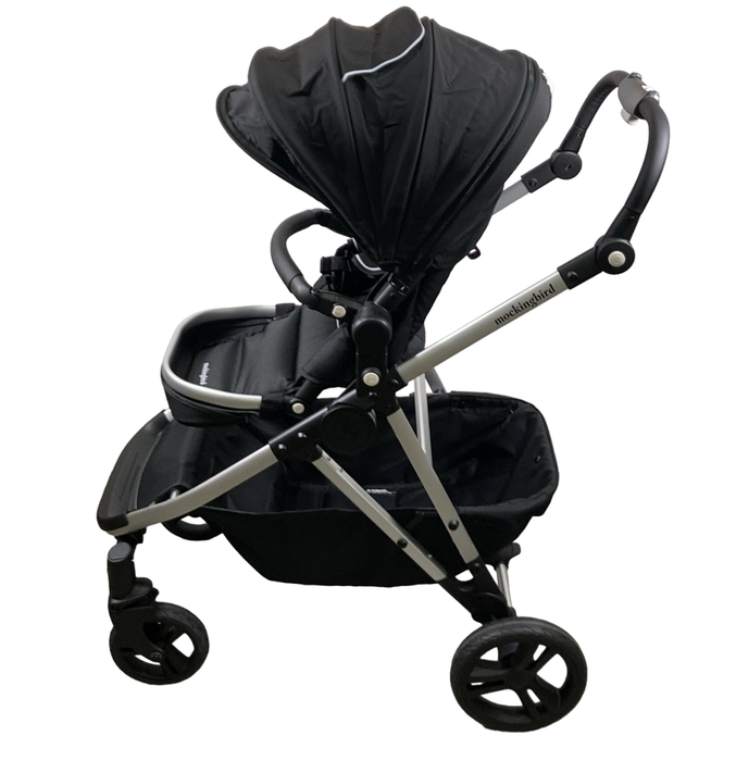 Shop Mockingbird Single to Double 2.0 Stroller, 2024, Black, Silver With Black Leather, Watercolor Drops at Goodbuygears