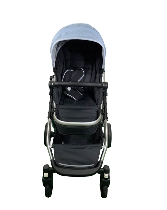 Shop Mockingbird Single to Double 2.0 Stroller, 2024, Silver with Black Leather, Windowpane, Sky at Goodbuygears