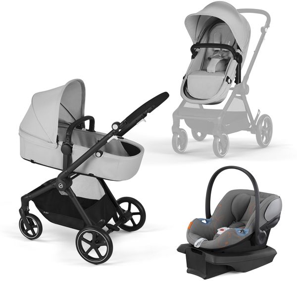 Cybex Eos and Aton G Swivel Travel System, Black Frame, Lava Grey, 2024