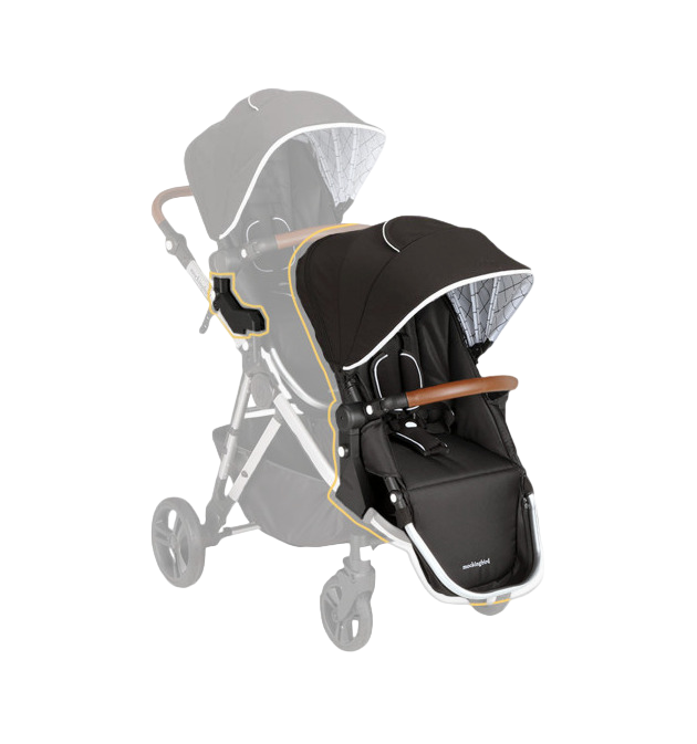 Shop Mockingbird 2nd Seat Kit with Extendable Canopy, Black, Windowpane, Silver With Penny Leather at Goodbuygears