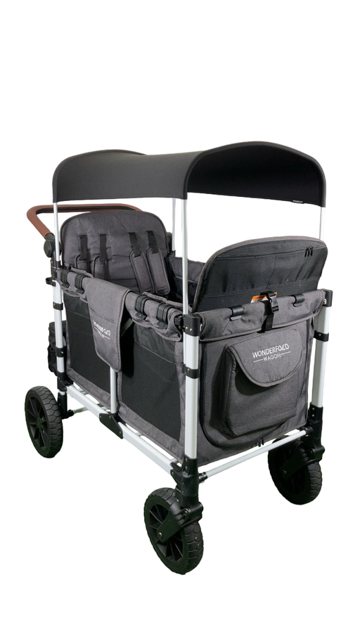 Shop Wonderfold W4 Luxe Quad Stroller Wagon, 2023, Charcoal Grey with White Frame at Goodbuygears