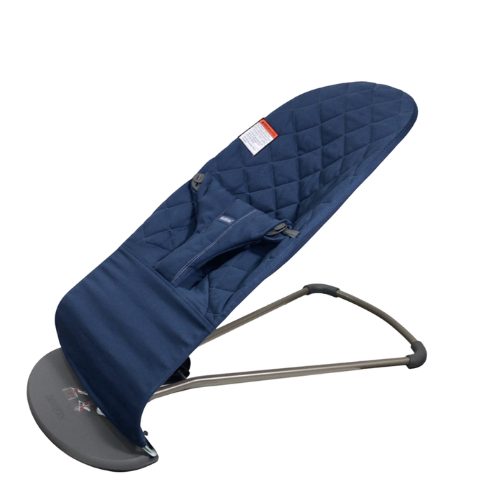 Shop BabyBjorn Bouncer Bliss, Dark Gray Frame, Midnight Blue Cotton Classic Quilt at Goodbuygears