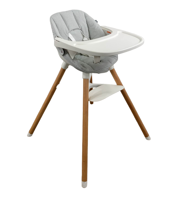 Lalo 3 in 1 High Chair Kit, Coconut, Grey Multi, Natural Wood