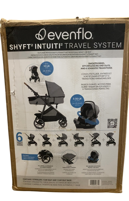 Shop Evenflo Shyft Intuiti Travel System with Revolve180 LiteMax NXT Rotational Infant Car Seat, 2024, Fossil Gray, Base Model at Goodbuygears
