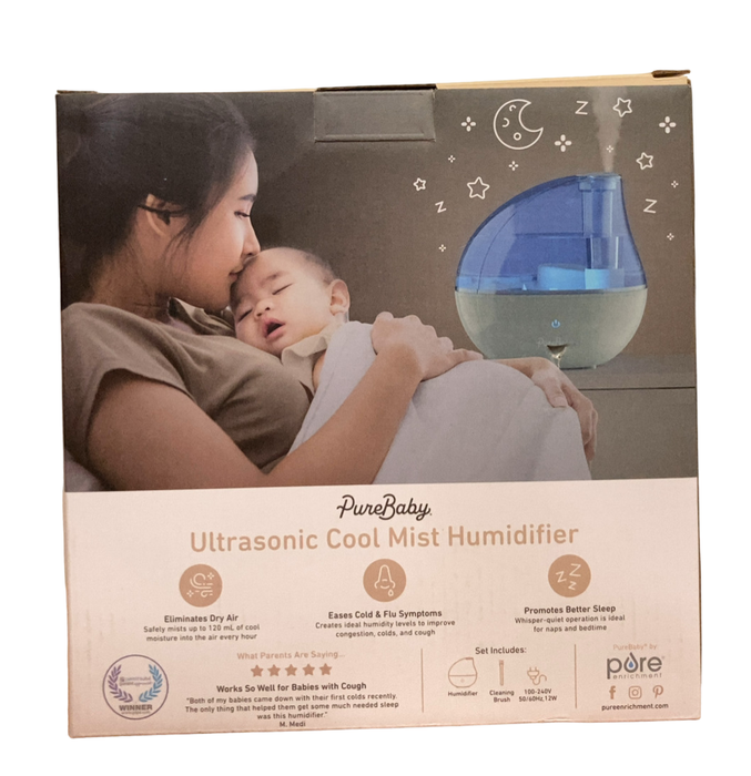 Shop Pure Enrichment PureBaby Ultrasonic Cool Mist Humidifier, Silver at Goodbuygears
