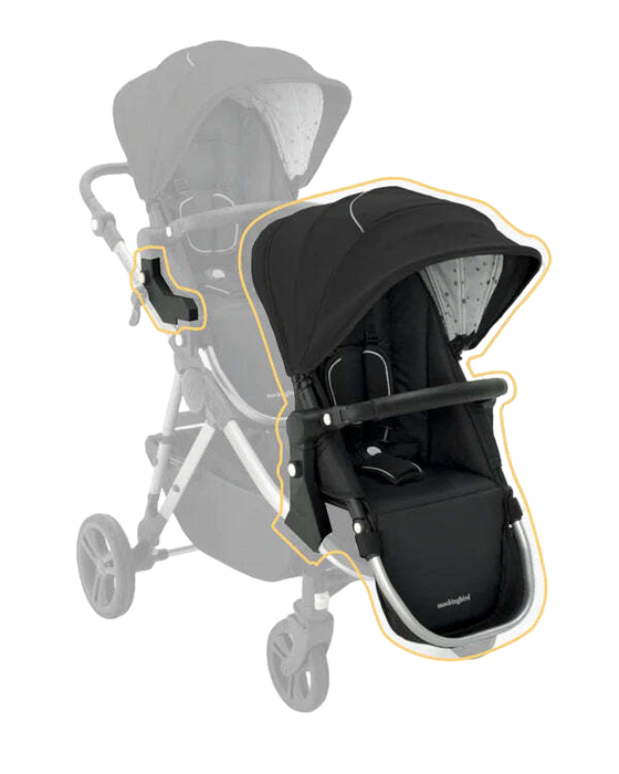 Shop Mockingbird 2nd Seat Kit with Extendable Canopy, Black, Watercolor Drops, Silver With Black Leather at Goodbuygears