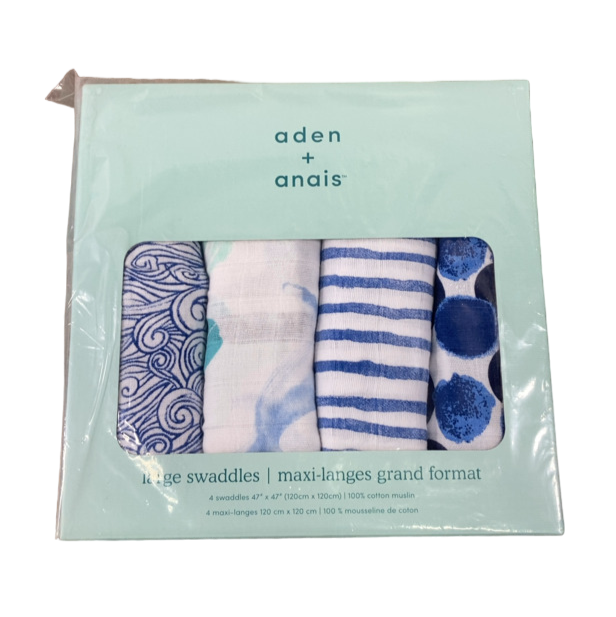 Shop Aden + Anais Cotton Muslin Swaddle, 4 Pack, Seafaring, Cotton Muslin, 47" x 47" at Goodbuygears