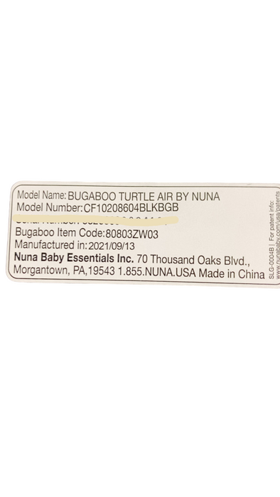 Shop Bugaboo Turtle Air By Nuna Car Seat, 2021, Black at Goodbuygears