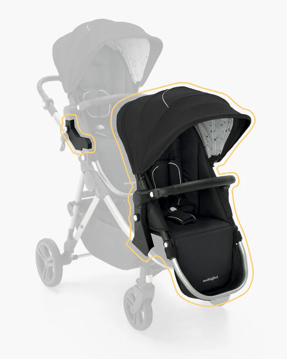 Mockingbird 2nd Seat Kit 2.0, Black, Silver With Black Leather, Watercolor Drops