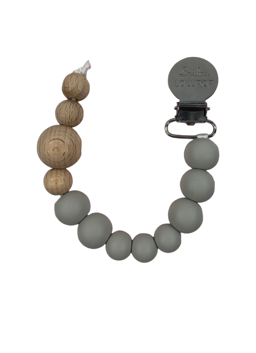 LouLou Lollipop Pacifier Clip, Colour Block, Cool Grey