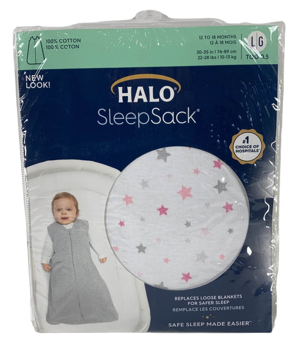secondhand Halo Cotton Sleepsack, L, Twinkle Pink