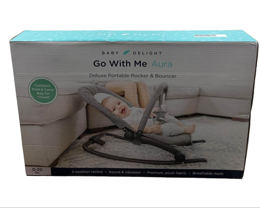 Shop Baby Delight Go with Me Aura Deluxe Portable Rocker & Bouncer, Quilted Charcoal Tweed at Goodbuygears