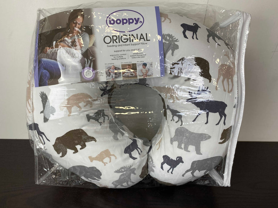 secondhand Boppy Nursing Pillow, Neutral Wildlife
