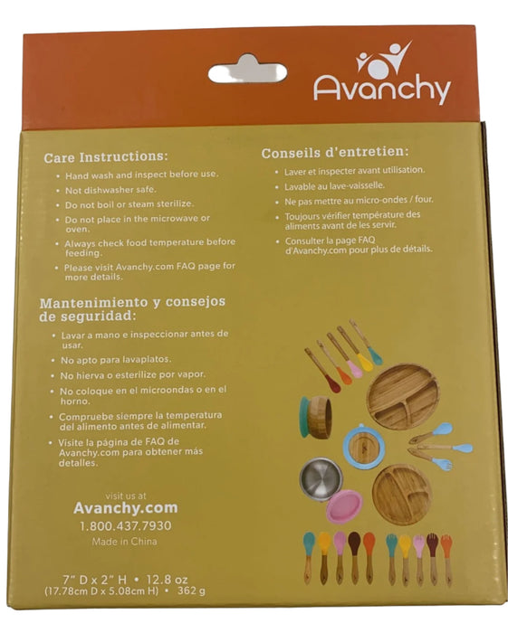secondhand Avanchy Bamboo Plate and Spoon Set, Green