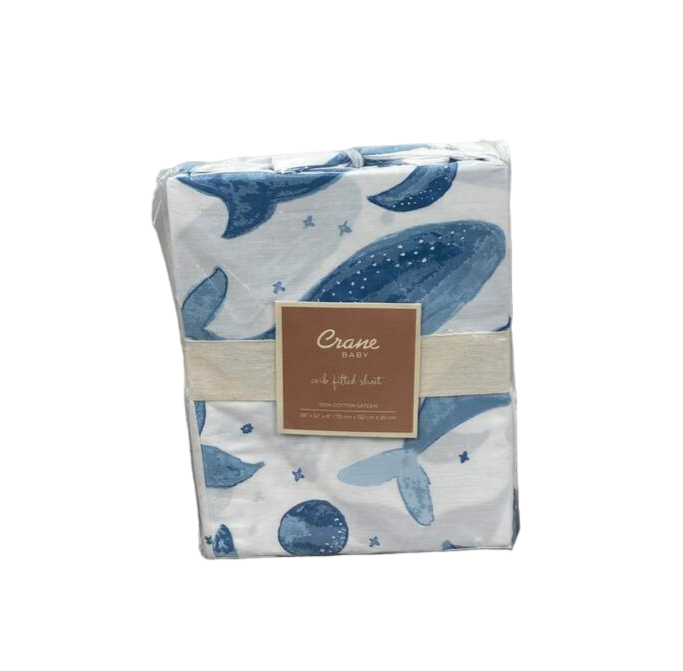 Shop Crane Baby Crib Fitted Sheet, Caspian Whales at Goodbuygears