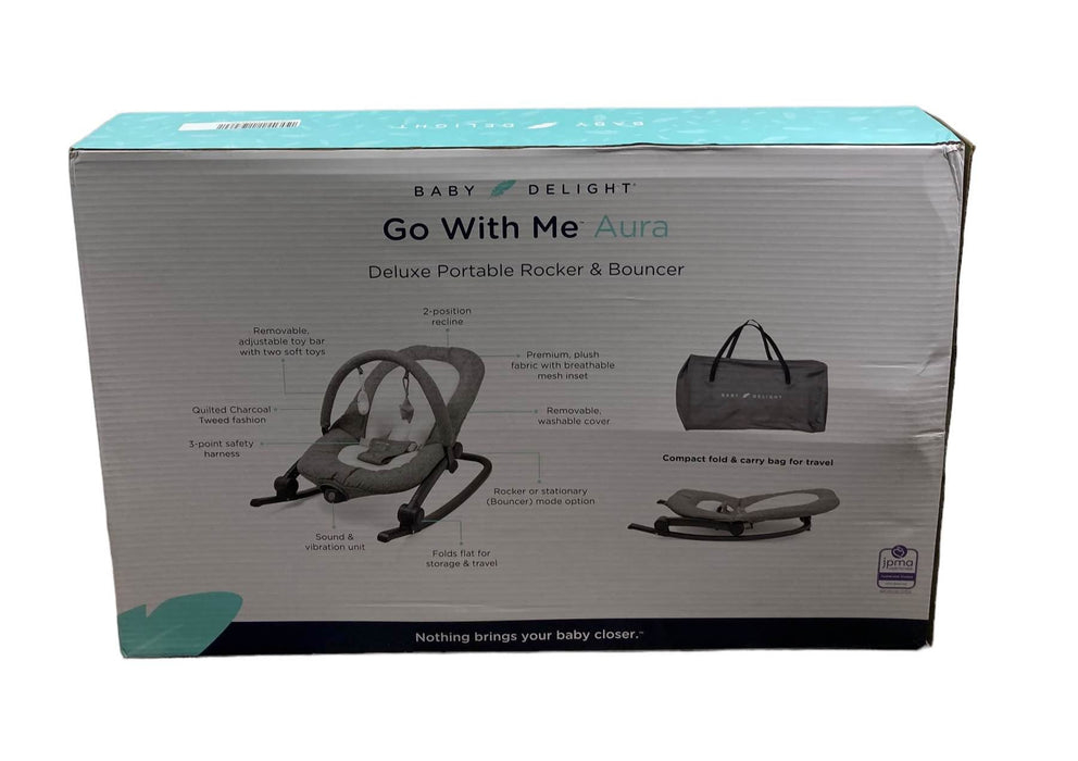 Shop Baby Delight Go with Me Aura Deluxe Portable Rocker & Bouncer, Quilted Charcoal Tweed at Goodbuygears