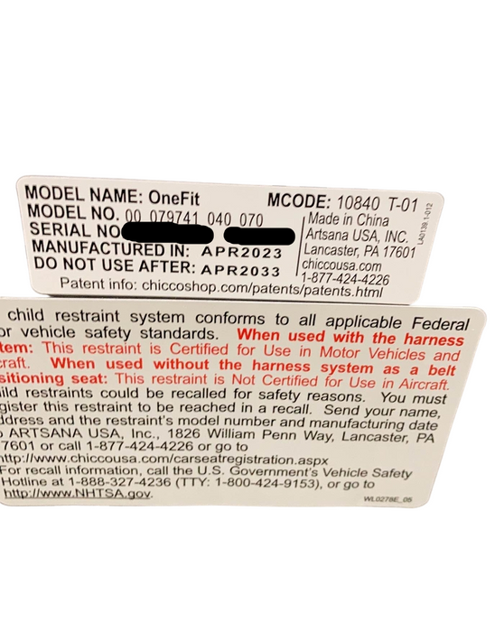 Chicco OneFit ClearTex All-in-One Car Seat, Slate, 2023