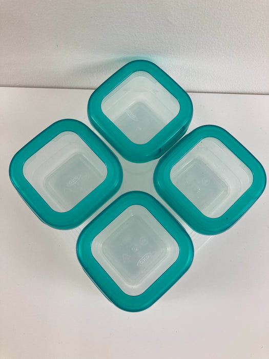 secondhand OXO Tot Baby Blocks Plastic Freezer Storage Containers 4-Pack, Teal, 4oz