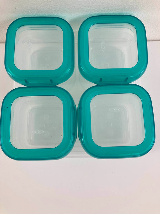 used OXO Tot Baby Blocks Plastic Freezer Storage Containers 4-Pack, Teal, 4oz