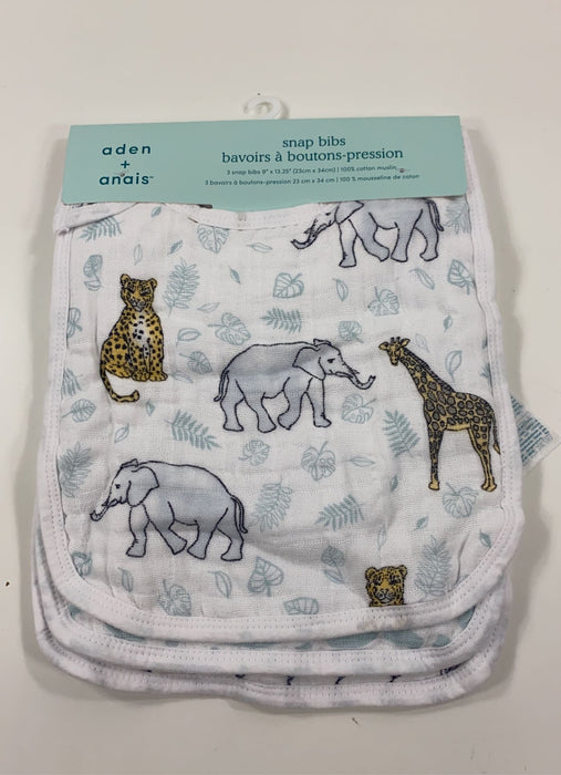 used Aden + Anais Muslin Snap Bibs, 3 Pack, Jungle 
