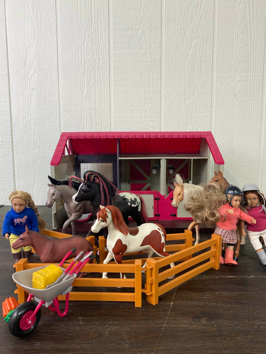 used Battat Lori Doll Horse Haven Barn Set