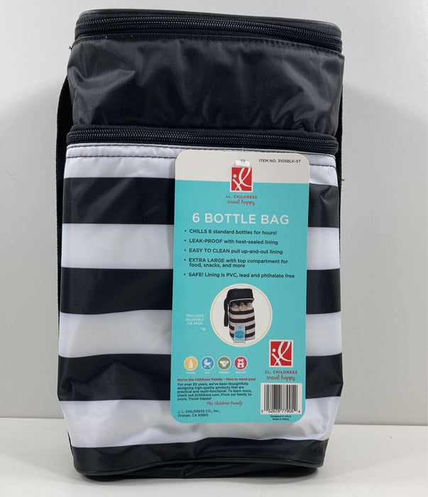 used JL Childress 6 Bottle Cooler Bag, - Black/White Stripes