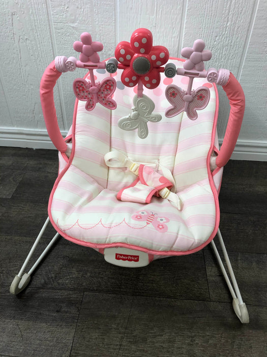 used Fisher Price Baby Bouncer, Pink Butterfly