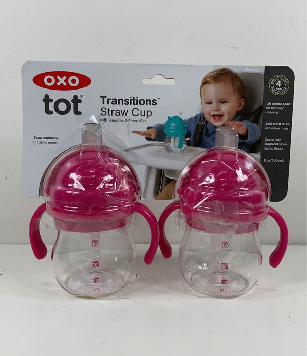 used OXO Tot Transitions Straw Cups with Handles Set, Pink