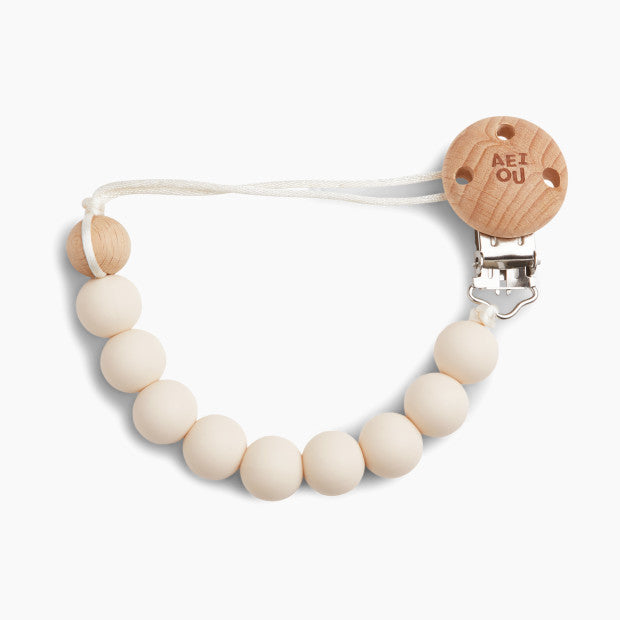 Shop AEIOU Silicone Pacifier Clip, Oat Milk at Goodbuygears