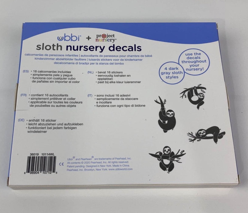 Shop Ubbi Diaper Pail Decals, Sloth at Goodbuygears