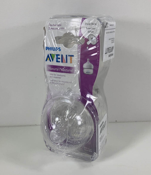used Philips Avent Natural Baby Bottle Nipples, 2-Pack, First Flow 0m