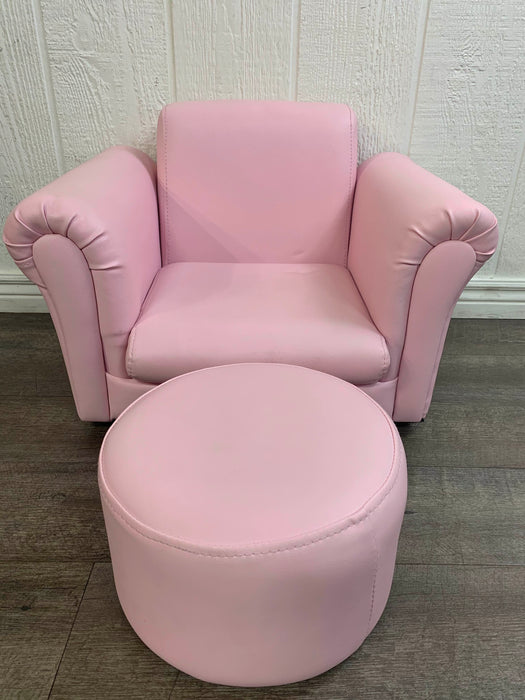 secondhand Little Devils Toddler Chair And Ottoman, Pink
