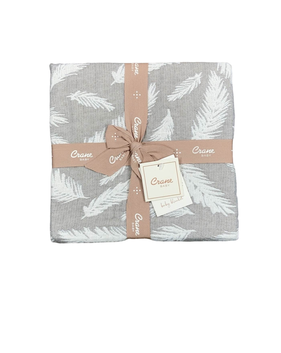 Shop Crane Baby Cotton Muslin Jacquard Blanket, Grey Feather at Goodbuygears